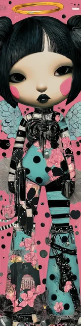 Free kawaii angel bookmark featuring stylized kawaii angel bookmark